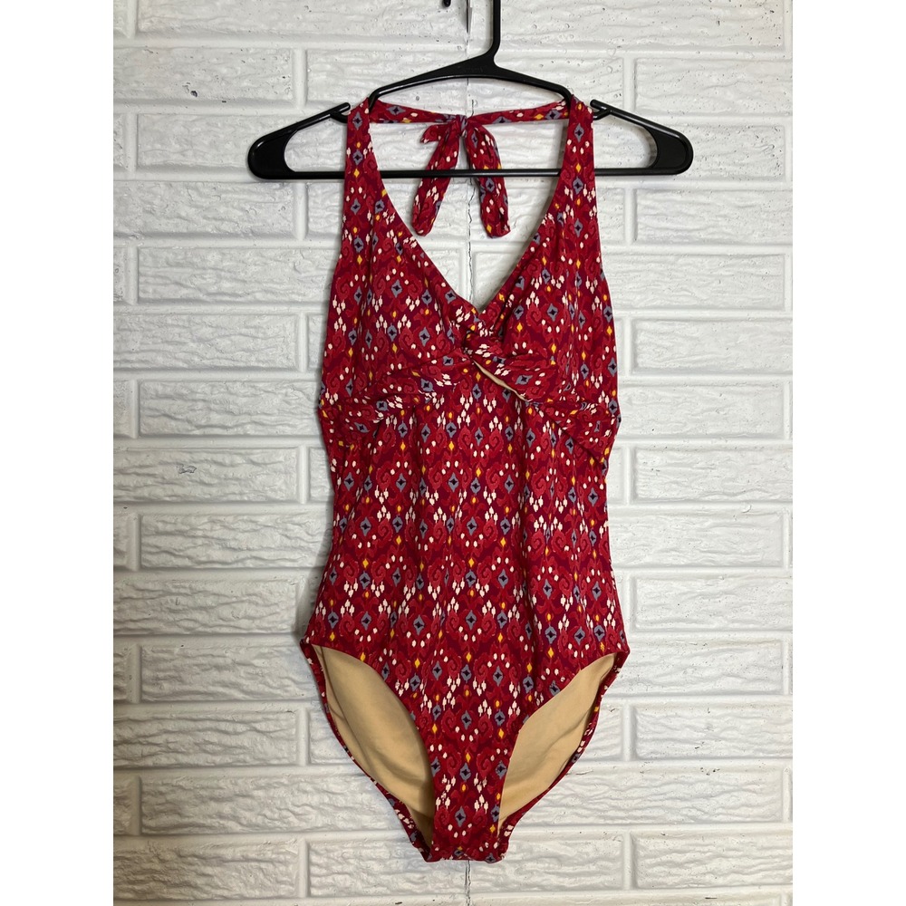 Garnet Hill halter top one piece swimsuit‎ red women's size 2 beachwear summer